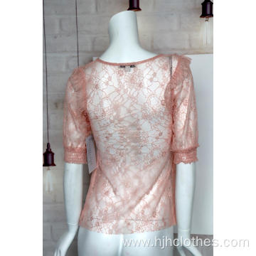 Lace Short Sleeved Sexy Top For Women